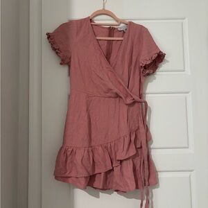 Elegant Pink Wrap Dress